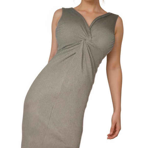 Y2K Only Hearts N.Y.C. Helena Stuart Stretch Ribbed Twisted Knot Midi Dress VTG‎ - Picture 1 of 12